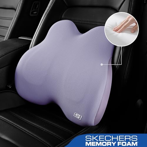 Skechers Women’s Lumbar Pillow,Memory Foam Lumbar Support Pillow for Office,Chair Lower Back Pain Relief Lumbar Pillow,Ergonomic Design Back Support Pillow for Office Chair,Car,Home,Travel,Purple - Image 2