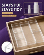 Clear Acrylic Desk Drawer Organizer, 6 Section, 12 x 12 Inch - Image 5