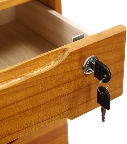 Wooden Desk Organizer with Lockable Drawers, 3-Tier Countertop Storage Cabinet File Cabinet Jewelry Organizer Home Office Supplies Organization Unit (Wood Yellow-1 Lock) - Image 6