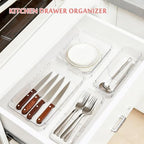 14 PCS Clear Expandable Drawer Organizer Trays for Bathroom & Vanity Drawer - Image 6
