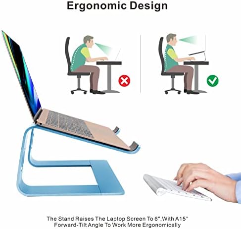 Laptop Stand,Ergonomic Aluminum Laptop Mount Computer Stand,Detachable Laptop Riser,Notebook Holder Stand,All 10-17.3" Laptops (Sky Blue) - Image 2