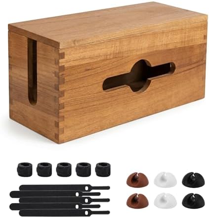 Cable Management Box,Cord Organizer Hide Desk Floor Wires,Home Office,Wood by Gabfu