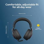 Jabra Evolve2 85 Wireless PC Headset – Noise Cancelling UC Certified Stereo Headphones with Long-Lasting Battery – USB-C Bluetooth Adapter – Black - Image 6