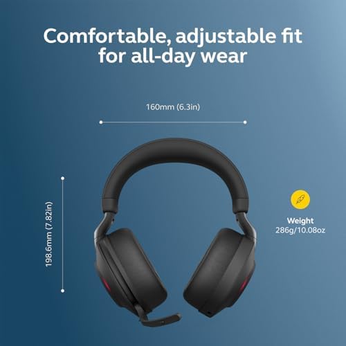 Jabra Evolve2 85 Wireless PC Headset – Noise Cancelling UC Certified Stereo Headphones with Long-Lasting Battery – USB-C Bluetooth Adapter – Black - Image 6