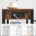HOOBRO 3-Tier Printer Stand with Charging Station, Under Desk Printer Table, Printer Cart with Storage Shelves, Shelf for Small Spaces, for Home Office, Rustic Brown and Black BF63UPS01 - Image 3
