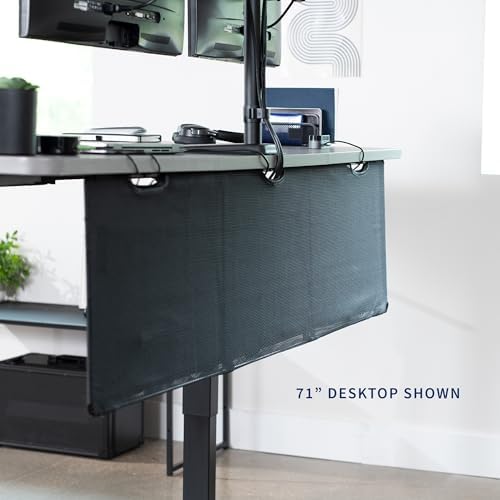VIVO Black Under Desk 60 in Cable Management Sleeve, DESK-SKIRT-60 - Image 2