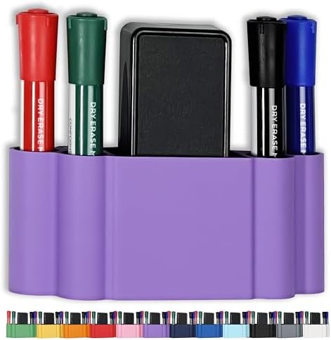 Glassboard Studio Magnetic Dry Erase Marker Holder - Super Strong for Magnetic Glass Whiteboard or Fridge - 2 Large Neodymium Magnets - No Slip Grip - Eco-Friendly PLA Plastic (Periwinkle Purple) by GlassboardStudio