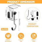 24PCS Adjustable Purse Hook, Heavy-Duty Metal Clamp Hook for Table and Desk, Tool-Free Under Desk Hanger Holds Up to 22lbs for Office Home Dorm Kitchen - Image 2