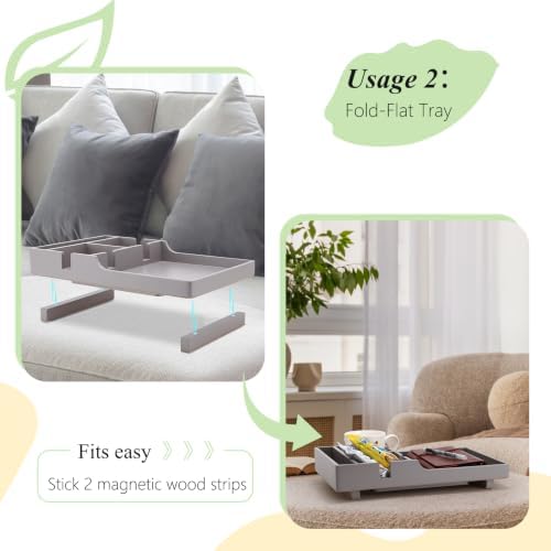 Sectional Couch Table Insert for Middle Seat,Bamboo Gray - Image 4