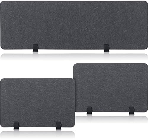 Yaomiao 3 Pcs Acoustic Desk Divider Soundproof Desk Privacy Panel Freestanding Desk Partitions Sound Absorbing for Students Office Reduce Noise Visual Distractions (47.3 x 16", 24 x 16", Dark Gray) by Yaomiao