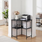 VECELO Small Corner Desk, Triangle Computer Desk with Storage Shelves for Small Spaces, 33 x 30 inches Corner Makeup Table for Home Office Bedroom, Black - Image 7