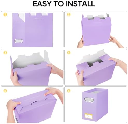 BALEINE 8PK File Organizer Box, Cardboard File Folder Organizer with Handle - Image 6