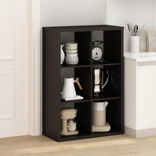 Furinno HERMITE 6-Cube Kitchen Island, Extra Thick Coffee Bar, Dark Oak - Image 5
