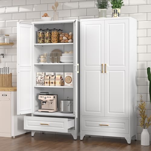 Polup 75" Metal Storage Cabinet, Tall Kitchen Pantry Cabinet with 1 Drawer - Image 2