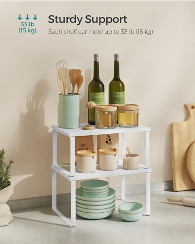 SONGMICS Cabinet Organizer Shelf, Set of 4 Spice Rack, Kitchen Storage - Image 5
