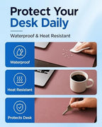 Aothia Dual-Sided Desk Mat, FSC Cork & PU Leather Desk Pad, Large Mouse Pad & Writing Surface for Full Desk Coverage, Non-Slip Waterproof Desk Protector - 47" x 23.6", Pale Mauve - Image 5