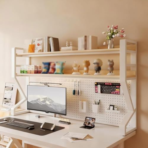 Metal Desk Storage Shelf，Desk Shelf Organizer with Pegboard & Accessories by Yidlkecqey