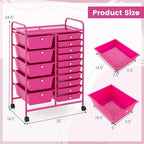 LDAILY 15 Drawer Rolling Storage Cart, Rolling Cart with Drawers for Classroom, Art Supply Craft Organizer on Wheel with Metal Frame & Handles for Home Office School - Image 3