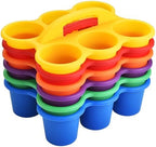 ALINK 6 Pack Classroom Caddy Storage Basket with Handle, Plastic Drink Cup Caddy Holder, 6 Compartments for Kids, Table, Office, Arts, Crafts, Crayon, Marker, Pencil, School Supplies - Assorted Colors by ALINK