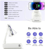 Gifts for Men Women, Bluetooth Speaker Phone Stand with Charging Function 360° Rotable Adjustable Cell Phone Holder HD Surround Sound for Desk Fits All Phones,Tablet (White) - Image 4