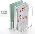SANRUI Clear Vertical Magazine File Holder, Acrylic Desk Organizer and Storage Bins Holding for Magazines Binders, Notebooks, Envelopes A4 Folder Binder Holders Sorter, 3 Compartments - Image 7