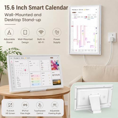 15.6 Inch Digital Calendar Wall Touch Screen, Smart Family Calendar & Chore Chart for Kids, 1080P Full HD Electronic Planner, Digital Picture Frame, Wall & Desk Mountable - Image 6