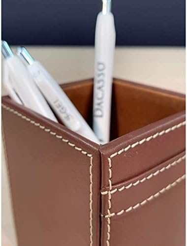 Dacasso Rustic Brown Leather Pencil Cup, 3.25 x 3.25 x 4.00 - Image 4