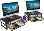Ekisemio 2-Pack 2-Tier Monitor Stand Riser with Drawer, Metal Computer Desk Organizer for Home Office, Black by Ekisemio