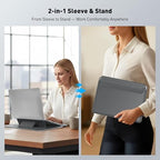 AboveTEK Laptop Sleeve Case for 13-14 inch MacBook Air/Pro, Slim Laptop Case with Stand, Ergonomic Wrist Rest & Mouse Pad, Waterproof Anti-Scratch Leather Bag for 13-14 Surface HP, Grey - Image 2