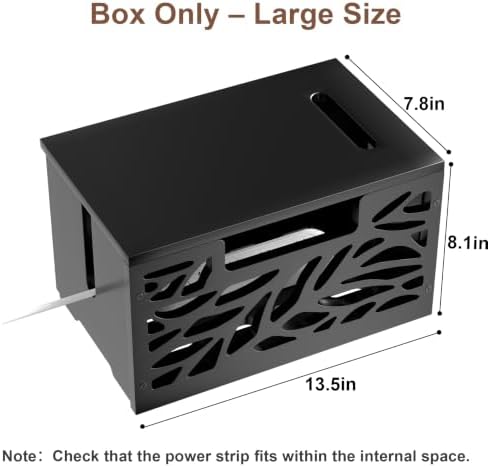 Large Cable Management Box, Cord Hider for Power Strip, Black - Image 3