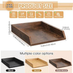 DoubleFill 4 Pcs Wooden Letter Tray 2 Tier Letter-Size Desk Tray, Dark Wood - Image 2