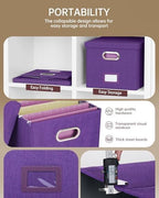 Oterri 2 Pack File Storage Organizer, Filing Box, Portable File Box with Lid, Fit for Letter/Legal File Folder Storage, Document Organizer, Purple - Image 4
