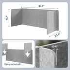 Desk Divider Privacy Screen 3 Panel Sound Absorbing - 47.2”x 23.6”x 19.7” Freestanding Acoustic Partitions for Office, Noise Reducing Panels for School, Home, Library,Sliver Grey - Image 2