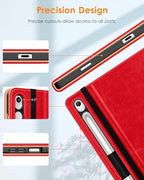 DTTO Leather Case for Galaxy Tab S10 Lite / S10 FE / S9 FE, Bright Red - Image 3