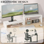 TEAMIX 2-Pack White Monitor & Laptop Stand Riser, High-Low Dual Monitor Set - Image 6