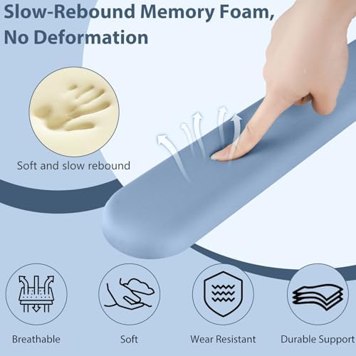 Sushret Mouse Pad and Keyboard Wrist Rest, 3-in-1 Gel Memory Foam Ergonomic Mouse Pad with Wrist Rest Set,Gaming Mousepad Arm Cushion Support for Computer Office Desk Accessories Cute Setup,Sky Blue - Image 4
