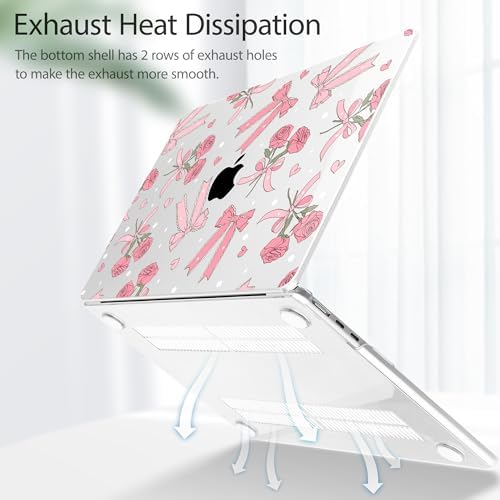 Tuiklol for 2026 2025 2024 2023 MacBook Air 15 inch Case Model M5 A3448 M4 A3241 M3 A3114 M2 A2941 Hard Shell Case for MacBook 15.3'' Cover, Bow & Rose - Image 4