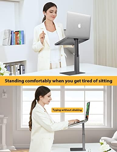 Laptop Stand for Desk, Ergonomic Sitting and Standing Laptop Riser for Notebook MacBook 11-17 Inches，DJ Laptop Stand Adjustable Height from 7-15 Inches Aluminum(Black) - Image 3