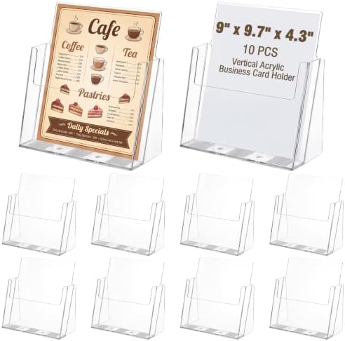 Hillban 10 Pcs 8.7" X 9.2" X 3" Vertical Acrylic Business Card Holder by Hillban
