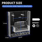 4 Pack 8.5 X 11 Inch Acrylic Brochure Holder Wall Mount, Pamphlet Holder Wall Mount, Clear Plastic Brochure Display Stand, Literature Flyer Holder Rack For Pamphlets, Mail , Magazines, Booklets Hold(With Business Card Holder) - Image 2