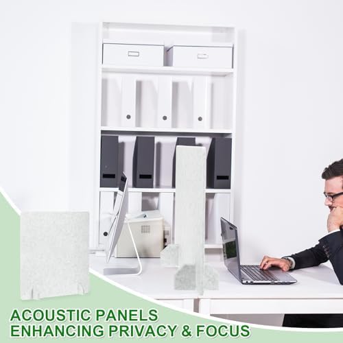 PATIKIL Desk Dividers 24" x 24", 2 Pack Desk Privacy Panel Freestanding Noise Reducing Partition Acoustic Panel with 4Pcs Support Feet for Testing Office Home Library, Light Gray Style C - Image 6