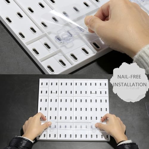 MULSAME Pegboard Combination Kit, Wall Mounted Storage Set with 4 Pegboards & 14 Accessories Hanging, White Peg Boards Organizer for Walls Display, Crafts Organization, Kitchen Organizer, 22" x 22" - Image 5