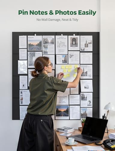 Large Bulletin Board 48" x 36", 12 Pack Blcak Cork Boards for Walls, Self-Adhesive Felt Pushpins Wall Tiles, Display for Messages, DIY Notice, Photo Decorations, Classroom, School, Office, Bedroom - Image 2