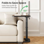 Kitstorack Upgraded TV Tray Table with Panel Lock, 90° Flip-Over Design & Adjustable Height, Sofa Arm Side Table for Eating, Laptop, Couch, Bed, or Small Spaces, Espresso - Image 4