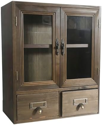 Narrow Vintage Pine Apothecary Cabinet 12"Lx4.7"Wx14" Drawer Burnt Wood by RZGZKLSH%E2%80%93HomePerfected
