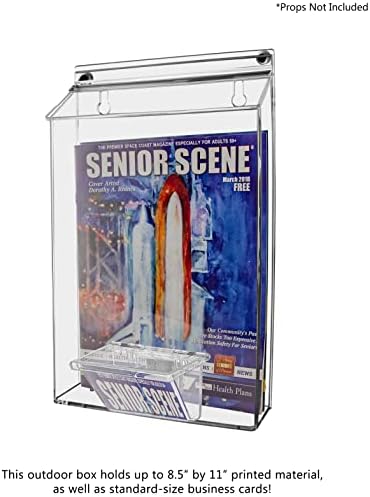 Brochure Box with Lid Metal Mount Clear Acrylic Outdoor Advertisement Caddy Holds 8.5" x 11" Flyers and 3.5" x 2" Business Cards with Take One Sticker Hangs On Smooth Surfaces by Marketing Holders - Image 3
