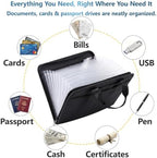 Fireproof Accordion File Organizer Bag A4 13 Pockets Black - Image 2