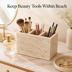 Travertine Desk Organizer, 3 Compartment Pencil Holder - Image 7