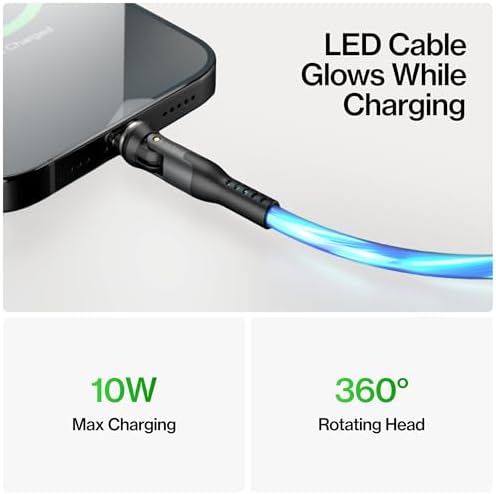 Statik 360 Magnetic Charging Cable - Type C Charger 3 in 1 USB C to USB C Cable, Micro USB & iProduct Tips, USB A Adapter, Phone Charger Cord, Compatible with All Devices - GloBright 3FT/1M, 3 Pack - Image 5