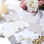 Leinuosen 200 Pcs Decorative Pearl Place Card Stands and Cards Set, Table Place, Food Labels Business, Dessert Table Decor - Image 5
